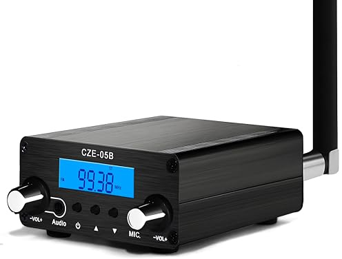 AZWang 1000FT FM Transmitter,Long Range Stereo Mini Radio Station for Church Drive-in Movie, Church Parking Lot, Lights Fireworks Show