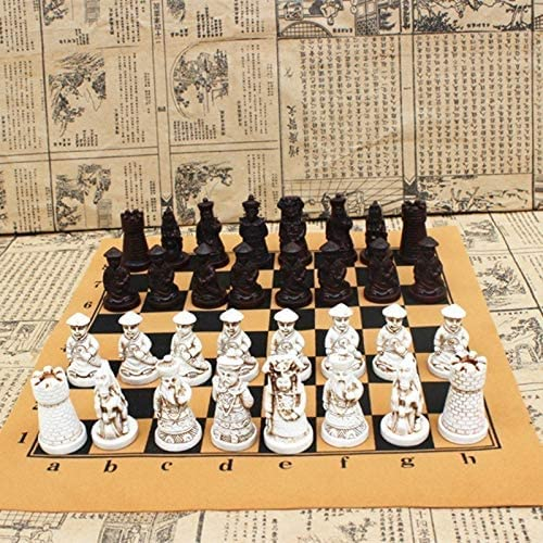YMXWFC Schach Antikes Schach Medium Schachfigur Schachspiel Kunstharz Lebensechte Figuren Charaktere Cartoon Unterhaltung Geschenke Schach Schachbrett