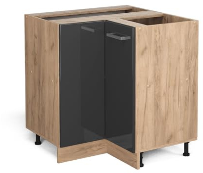 Vicco Mobile ad angolo cucina R-Line, Antracite lucido, 75.6 cm senza piano di lavoro, per la libera combinazione all'interno di sistemi cucina modulari