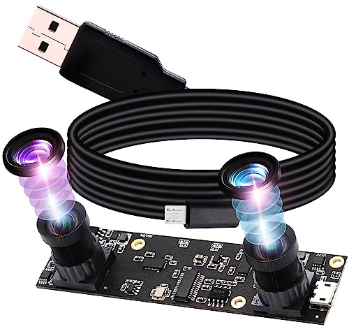 G Doppelobjektiv USB Kameramodul 1080p 30fps Webcam Board Modul,2MP Dual Objektiv USB mit Kamera,2Megapixel FHD 1/3 AR0330 Webkamera 100Grad Web Cam Windows Android Mac Linux Raspberry Pi Web Kamera