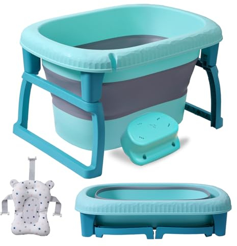 K IKIDO Große Baby Badewanne faltbar für Babys von 0-36 Monaten Ergonomische Babywanne (324-blau)