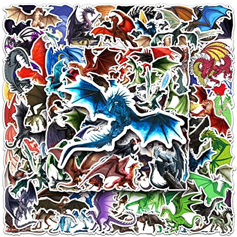 Dragons Stickers 100 Pcs Vinyl Waterproof Stickers for Laptop Skateboard Computer Water Bottle Car Bike Phone Helmet Luggage,Cartoon animal Stickers for Kids Teens