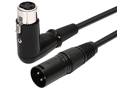 Oluote Cavo di Prolunga Audio XLR da 3 Pin Maschio a Femmina 90 Gradi Angolo Retto Microfono Cavi (5M)