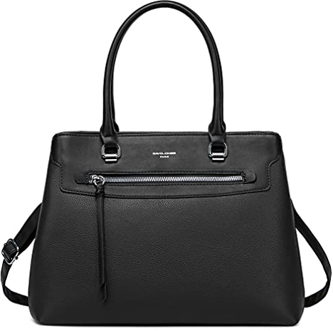 David Jones - Damen Handtasche Elegante - Frau Henkeltasche PU Leder - Schultertasche Tote Shopper Tasche - Mehrere Fächer Viele Taschen - Umhängetasche Alltags Mode Klassisch Stadt Arbeit - Schwarz