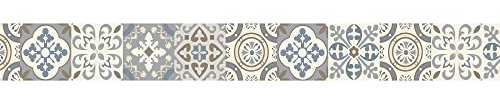 Frise adhésive Borgatella 10x300 cm, carreaux de ciment style ancien, décorative autocollante, idéale pour décorer votre intérieur.