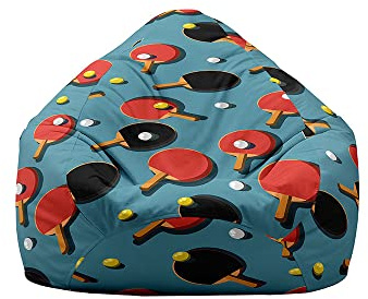 FANSU Pouf Poire sans Remplissage, 3D Ping Pong Pouf pour Enfant Ado Adulte, Pouf Salon Chambre, Uniquement Housse Sac Haricots, Polyvalent Pouf de Rangement (90x110cm,Brume)