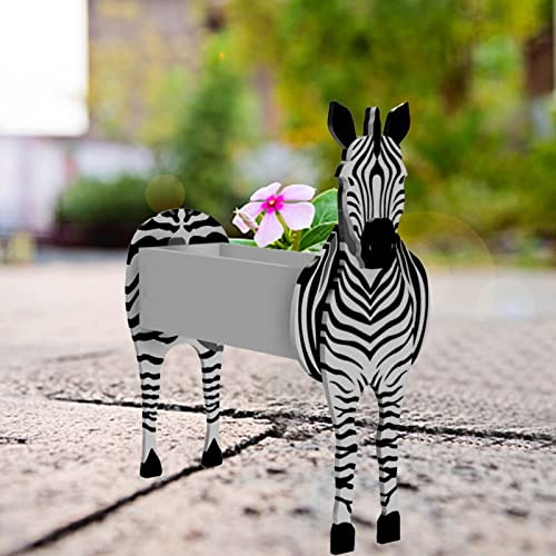 moaupr Dog Planter Plant Pots,Animal Flower Planter Pot for Garden Decoration with Drainage Design Handmade Planter for Garden Flower Cactus Office Home Decor Gift (Zebra)