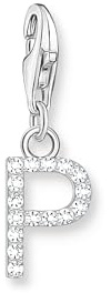 THOMAS SABO Charm-Anhänger Buchstabe P mit weißen Steinen Silber 925 Sterlingsilber