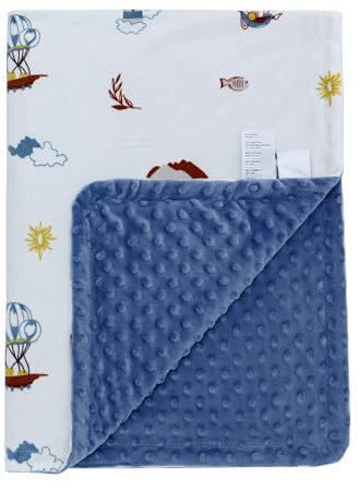 LAT Babydecke Kinderdecke mit Minky - Kuscheldecke Baby Krabbeldecke Kinderwagen Decke Unisex Baby Decke für Neugeborene Kinder, Babydecke Frühling Sommer (Castle, 110 x 150 cm)