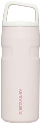 Stanley IceFlow Cap and Carry Water Bottle 16 oz | Wide Mouth Twist Lid | Lightweight and Leakproof for Travel and Sports | Insulated Stainless Steel | BPA-Free | Rose Quartz Glimmer