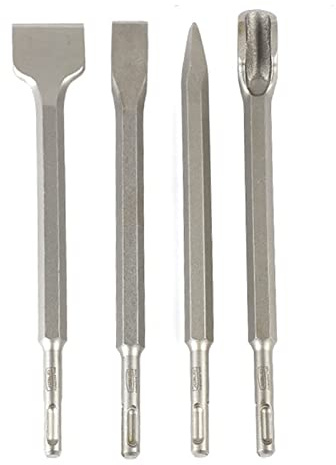 Juego De Brocas Para Martillo Eléctrico, 4 Piezas Juego De Brocas Para Martillo Eléctrico Puntiagudo Plano En Forma De U Cincel Vástago Redondo Martillo Cincel Kit Para Taladros Percutores, Eliminació