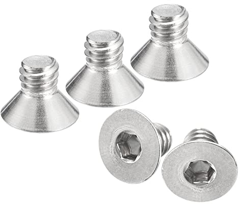 QUARKZMAN 1/4-20x3/8 Plana Avellanada Hueca Cabeza Tornillos, 25uds 304 Inoxidable Acero Hexagonal Zócalo Plana Cabeza Tornillos, Completa Rosca, Avellanados Pernos