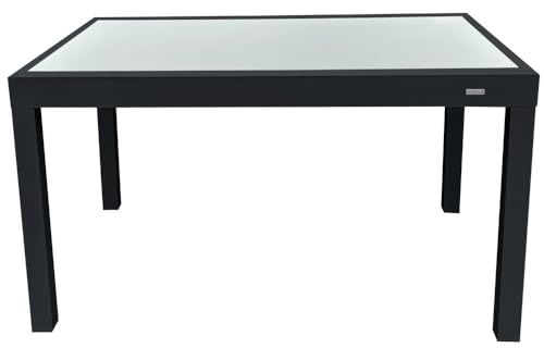 MOMMA HOME Mesa Extensible Jardin Aluminio y Cristal Templado Mesa Comedor Rectangular Extensible de Exterior Al Aire Libre 6-10 Personas Medidas 135/270x90 cm