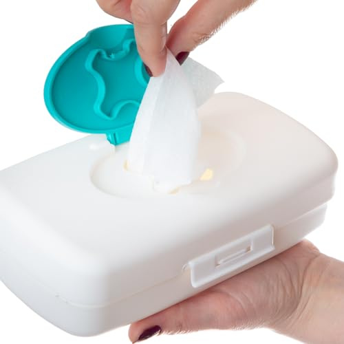Babyjem Feuchttücher Box Feuchtuchspender für Baby & Erwachsene Nachfüllbare Feuchtes Toilettenpapier Box, Hält Tücher Frisch, Einhandbedienung, Weiß