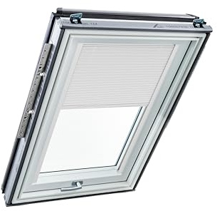 Original Roto Faltstore ZFA Faltrollo für Roto Dachfenster - Führungsschiene Weiß - Plissee für Dachfenster Baureihe Designo R6/R8, i8 und Classic K 64/84 - Größe 054/098 | 05/09 - Stofffarbe Weiß