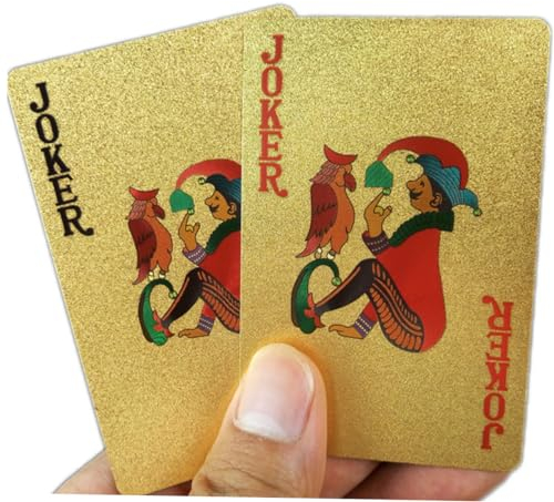 ibasenice wasserdichte Spielkarten Goldfolie Plastikkarten Poker Shiny Karten Langlebig Kratzfest Für Home Bar Büro Unterhaltungsspiel