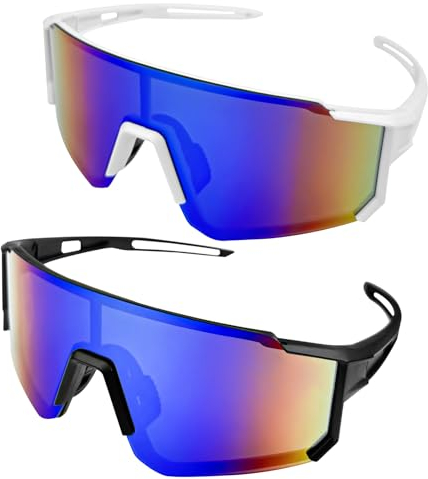 Ghazpmuk 2 Pezzi Occhiali da Ciclismo Polarizzati, Occhiali da Sole da Ciclismo, Occhiali Veloci Uomo, Occhiali Ciclismo Uomo, Protezione UV400, Occhiali Bici da Corsa per Ciclismo Corsa Sci Pesca Ecc