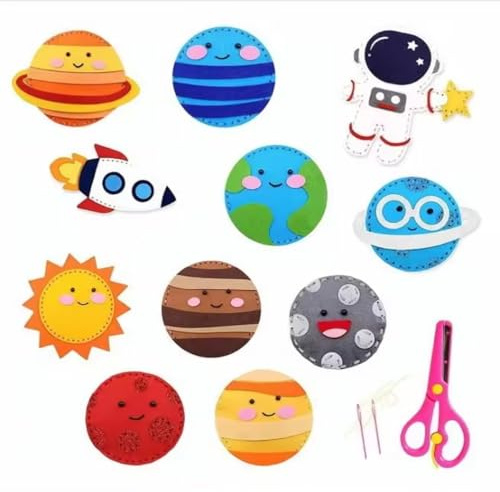 Habarri Nähset für Kinder – Kreatives DIY Filz Bastelset für Spiel, Spaß und Entwicklung, Filz Bastelset Kinder, Kreativset für Geschenk Mädchen/Junge 5 Jahre - Kosmos - 11 Elemente