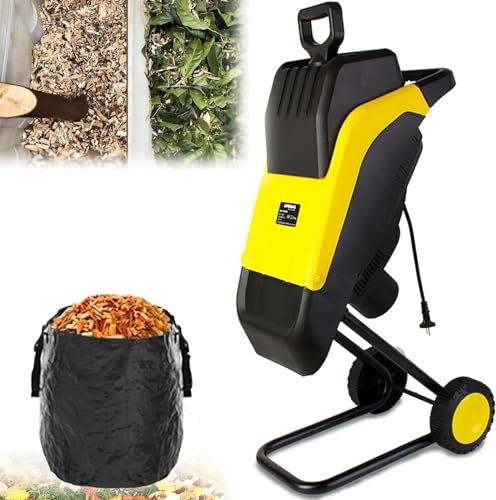 IMOSEI Electric Garden Chipper, 2500W Wood Chipper, 40mm Chip Width, High Power Motor, with 30M Power Cord and 50L Collection Bag, Suitable for Lawn and Garden