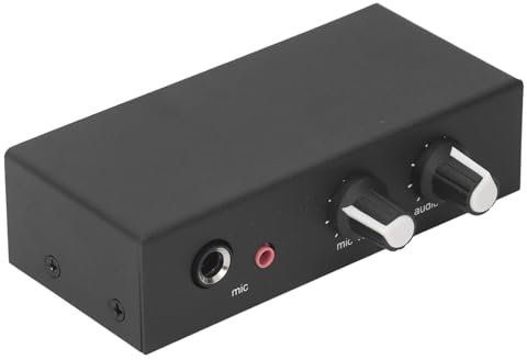 Preamplificatore Stereo, Amplificatore per Cuffie con Microfono con 3 Porte, Mini Preamplificatore Fonografico Professionale, Ideale per Piccoli Studi Musicali Domestici, Set di