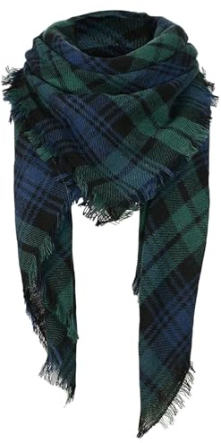 Lufdegim Winter Schals, Halstuch Dreieckstuch Damen Schal mit Baumwolle Fransen, Kariert Weicher Schal Langer Damen Schal Warm Schals Elegant Tücher für Damen und Herren