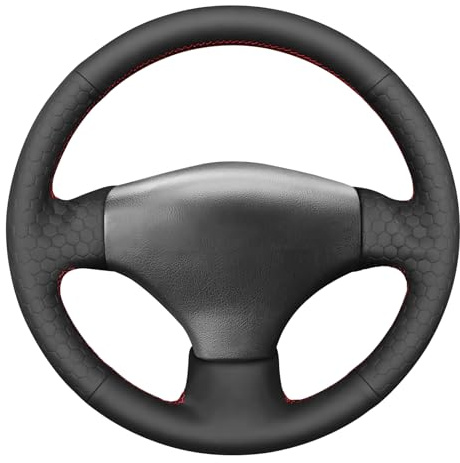 MEWANT Lenkradbezug Kompatibel mit Peugeot 206 2001-2009/206 SW 2002-2007 Hive Kunstleder per Hand Nähen Lenkradschoner | Hand Nähen Lenkradschoner Kunstleder Atmungsaktiv Für Beheizte Lenkräder Langlebig