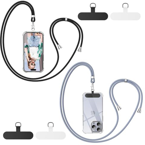 caslord Handyband Universal mit 2 Stück Universelles Patch | 160cm | Handy Lanyard mit Hülle kombinierbar | Einstellbar und Abnehmbar | für Sport Reisen und Babypflege