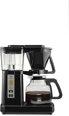 Melitta Excellent 5.0 DeLuxe Filterkaffeemaschine mit Glaskanne und abnehmbaren Filterhalter, schwarz
