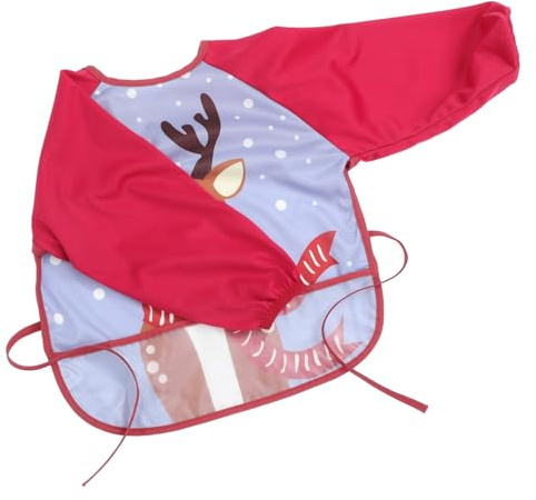 ANDRESLAD Waterproof Full Cover Bib for Babies Toddler Christmas Bib Sleeves Easy Smock Toddler Art Apron Boys and Girls Feeding Coverall