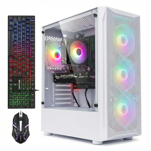 STGAubron Gaming PC Computer Desktop, AMD Ryzen 5 5500 up to 4.2GHz, GeForce RTX 2060 Super 8G,16G DDR4, 1T SSD, WiFi 6 5G & BT 5.2, RGB Fan x3, Windows 11 Home