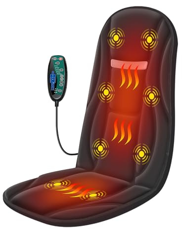 Snailax Rückenmassagegerät mit Wärme und Vibration – 8 Vibrationsmotoren – Rückenmassagegerät für Stühle mit 3 Intensitätsstufen – Entspannung für zu Hause und im Büro – Ideal als Geschenk