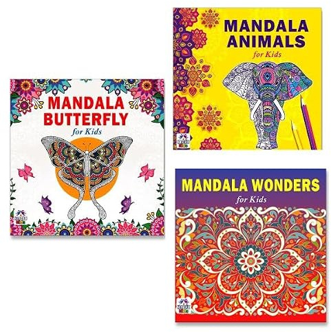 Beautiful Butterfly + Amazing Animals + Amazing Wonders Mandala Art Designs Colouring Books | Butterfly Art | Animal Kingdom | Magic Wonders | Mandala Designs | Fun Illustrations | Nature Art (Set Of