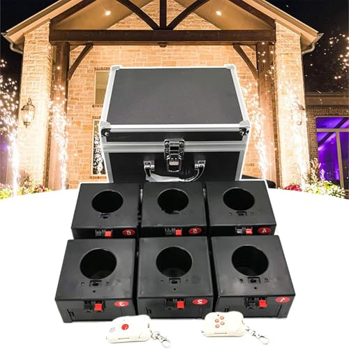 HpLNDas Cold Pyrotechnic Receiver, Cold Firework Machine, Wireless Remote Control Wedding Pyrotechnic System for Indoor Wedding Stage Special Effects, 4/6/8/12 Pcs Receivers,with Suitcase,6pcs