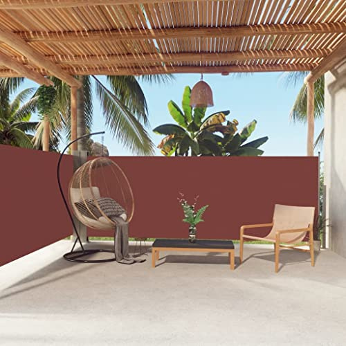 Tenda da sole laterale retrattile, 140 x 600 cm, protezione UV per balcone e patio, avvolgibile, pannello parasole in tessuto marrone