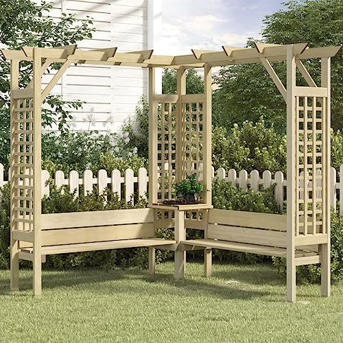 Générique Pergola d'angle avec Banc Bois de pin imprégné,Maison & Jardin,Pelouses & Jardins,Vie en extérieur,Structures extérieures,Arches, treillages & pergolas de Jardin,Vert,59.3 KG,44950