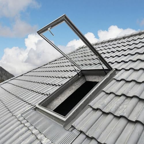 qodxcrfv Dachfenster Dachausstiegsluke aus Aluminium | Robustes Dachfenster zur Beleuchtung und Lüftung | Ideal als Notausstieg, für Dachwartung und als Kellerabdeckung(80×80cm)