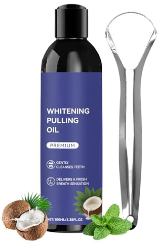 Oil Pulling para Dientes y Encías Oil Pulling Diario Swish Limpiador | 100ml Colutorio , Raspador Lengua Por la Mañana Por la Noche Después de Comidas Antes de Dormir Viaje Trabajo
