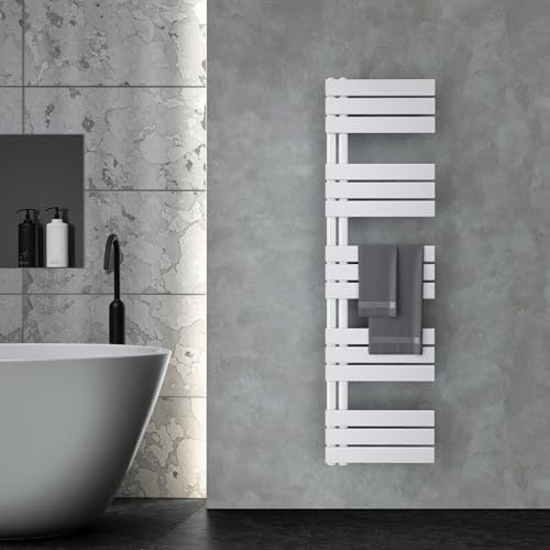 VILSTEIN® Badheizkörper [160x45cm] - Handtuchheizkörper Elektrisch einsetzbar [SEITLICH OFFEN] - Handtuchtrockner Badezimmer - Handtuch Heizkörper Bad - Handtuchheizung - Wandheizkörper - (Weiß)