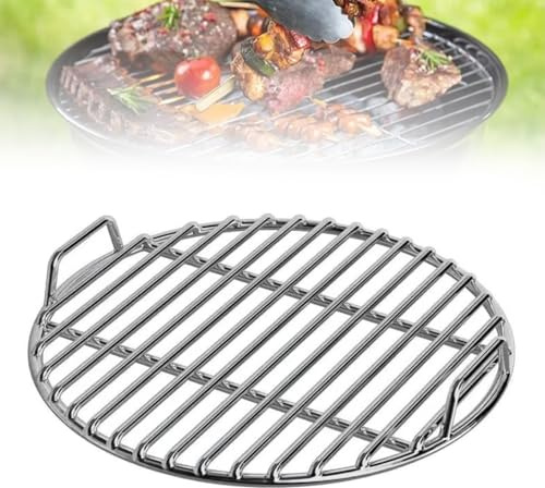 VUKHWX Parrilla redonda, redonda, extra gruesa, diámetro 30 cm/35 cm/40 cm, acero inoxidable, parrilla redonda, parrilla para barbacoa, bandeja para camping, pícnic, jardín (40 cm)