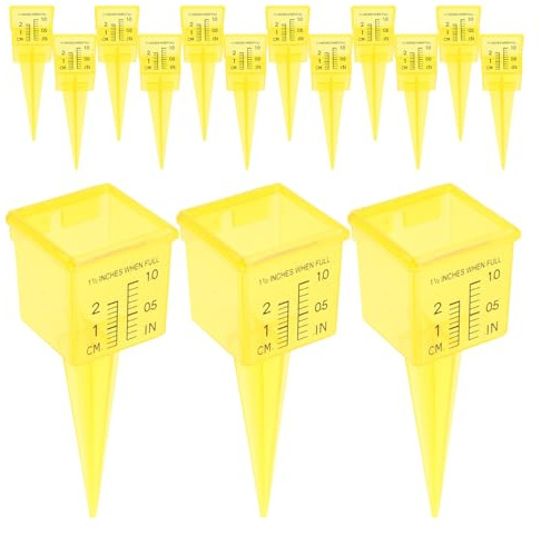 BESPORTBLE Pluviometro Manuale per Esterni 15 Pollici in Plastica Picchetto Robusto Indicatore di Livello Acqua per Prato e Irrigazione Set da 15 Pezzi Resistente AI Raggi UV per