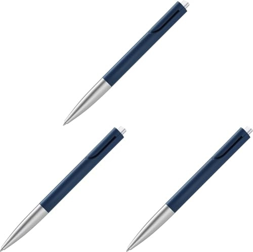 Lamy noto blue-silver Kugelschreiber - puristischer Kuli mit Gehäuse aus Kunststoff in Dreiecksform - Clip entsteht aus der Gehäusekontur - inkl. Großraummine M 16 in Strichbreite M in schwarz