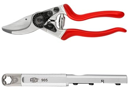 FELCO 8 Sécateur Professionnel Bypass 25 mm pour Main Droite avec Poignée Ergonomique + Aiguiseur Multifonction FELCO 905 pour Coupe Précise et Entretien Durable
