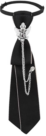 Haohai Cravate noire pour femme, cravate pré-nouée pour femme avec strass, cravates ajustables pours femme, cravates à clip pour femmes pour un usage quotidien, les soirées ou le travail