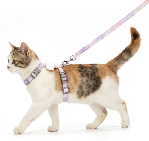 Nobleza Katzengeschirr und Leine Set， Verstellbares Brustgeschirr mit Plüsch-Engelsflügeln， Schnellverschluss-Schnalle und Metall-Clip， Komfortables Geschirr-Set für Katzen und Welpen