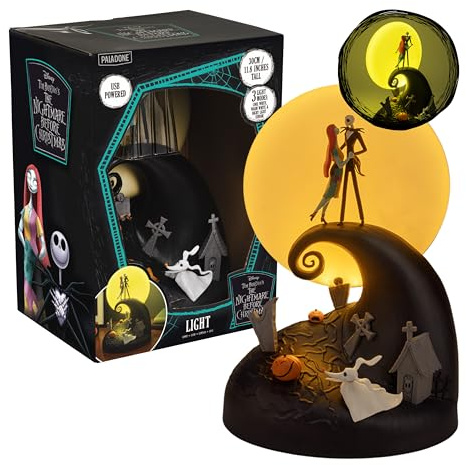 Paladone Luz del Diorama Pesadilla antes de Navidad - Licencia oficial | Luz Diorama de 30 cm • Modos de luz cálida y fría • Pantalla USB • Escena icónica • Regalo Disney