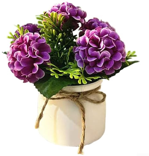 Flores artificiales de crisantemo en maceta, plantas falsas realistas en maceta para decoración del hogar, boda, arreglo de vegetación de plástico para mesa, jardín, balcón (morado)