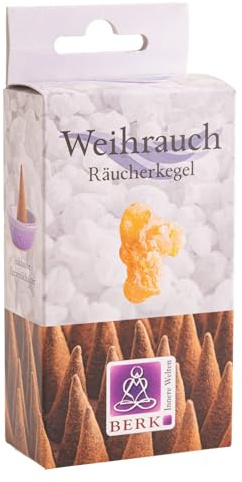 BERK Räucherkegel Weihrauch Blue Line – Berk – 14 Kegel - Masala Räucherkegel inkl. Keramikhalter – Räucherwerk für Meditation, Yoga & Raumduft