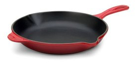 Le Creuset Sartén de hierro fundido esmaltado de 35,5 cm con mango de hierro, cerezo