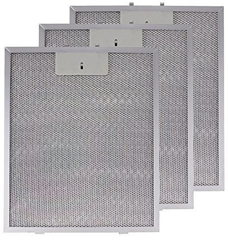 SPARES2GO Metal Mesh Filter for Logik Cooker Hood/Extractor Fan Vent (Pack of 3 Filters, Silver, 320 x 260 mm)