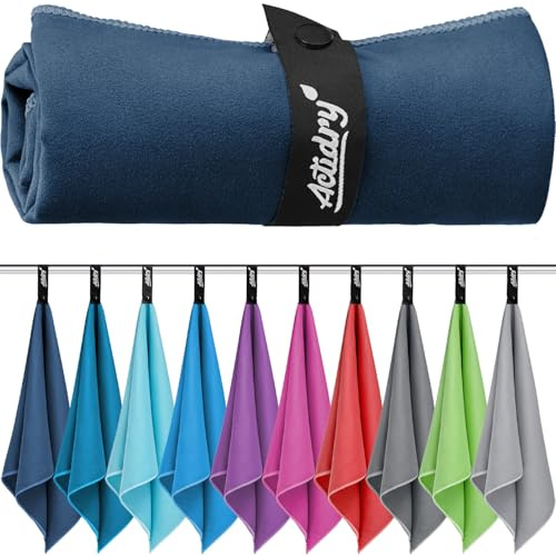 Mikrofiberhandduk - XL/L/M - 10 färger - lätt, snabbtorkande, mycket absorberande - strand, bad, bastu, badhanddukar, extra stor - XL 100 x 200 cm - marinblå